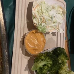 Cole Slaw side with steamed broc and bonus chipotle mayo!