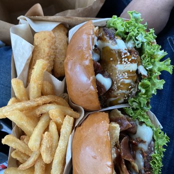 A+ Burger - A1 burger with bacon, A+ burger with bacon, mozzarella sticks and fries - Burgers Near Me - Oakland, California