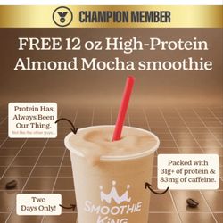 Smoothie King - Free 12 ounce almond mocha smoothie today for rewards members