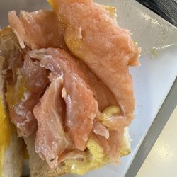 Lemy - The Salmon on the Salmon eggs Benedict was not cooked and I waited 43 minutes to get it.  (Uncooked)