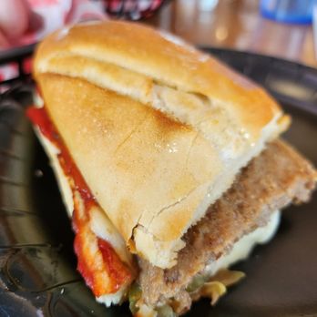 Parker's Pizzeria - Pizza Steak with cheese, pizza sauce and pickle. Great sauce. - Pizza Near Me - Georgetown, Ohio Parker's Pizzeria - Pizza Steak with cheese, pizza sauce and pickle. Great sauce. - Pizza Near Me - Georgetown, Ohio