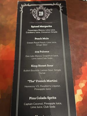 Menu photo 2 The 219 Restaurant Alexandria, VA Menu photo 2 The 219 Restaurant Alexandria, VA