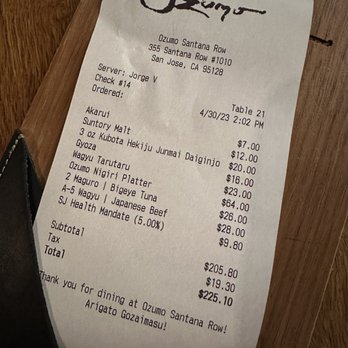 Ozumo - It's just 2 of us for lunch, what is 5% SJ Health Mandate ! - Izakaya Near Me - San Jose, California Ozumo - It's just 2 of us for lunch, what is 5% SJ Health Mandate ! - Izakaya Near Me - San Jose, California