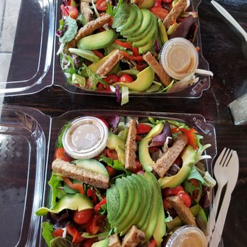 The Grain Cafe - Avocado salad with marinated tempeh! Yummmm - Vegan Near Me - Long Beach, California