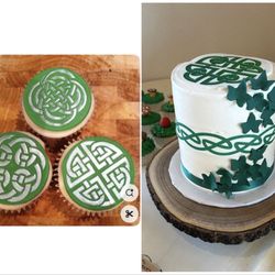 Cakes & More Bakery - Knotwork was asked to be like left example. Got printed on paper (ew) instead and not placed seamlessly. Ivy rough cut and no details.