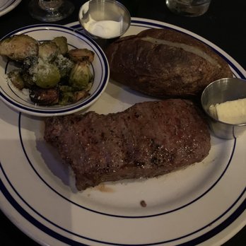 Blue Heron Steakhouse - NY Strip with brussels and baked potato - Cocktail Bars Near Me - Lexington, Kentucky