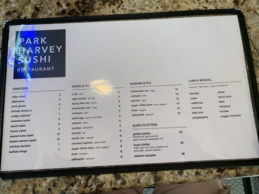 Menu photo 3 Park Harvey Sushi Oklahoma City, OK