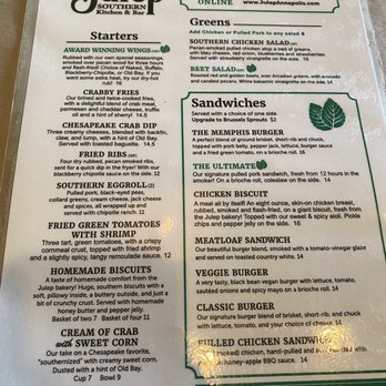 Julep Kitchen & Bar - Menu - Barbeque Near Me - Annapolis, Maryland