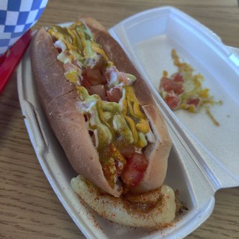 Funland Raspados And Munchies - This is their sanoran hot dog. - Desserts Near Me - Tucson, Arizona Funland Raspados And Munchies - This is their sanoran hot dog. - Desserts Near Me - Tucson, Arizona