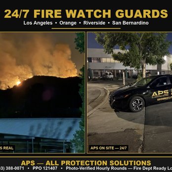 All Protection Solutions - 24/7 FIRE WATCH guards -- hourly photo-verified rounds + fire dept ready logs. LA, OC, Riverside & San Bernardino. (833) 388-0071 - Security Services Near Me - Seal Beach, California All Protection Solutions - 24/7 FIRE WATCH guards -- hourly photo-verified rounds + fire dept ready logs. LA, OC, Riverside & San Bernardino. (833) 388-0071 - Security Services Near Me - Seal Beach, California