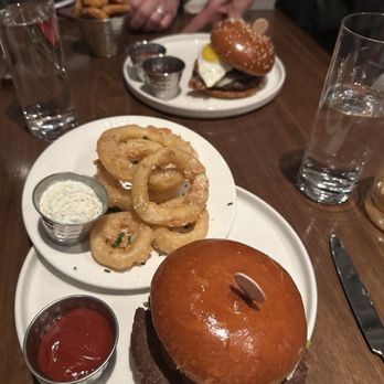Gordon Ramsay Burger - Vegan burger with house made o-ring.... The burger in the back was something with sunny side up eggs on it. - Burgers Near Me - Las Vegas, Nevada Gordon Ramsay Burger - Vegan burger with house made o-ring.... The burger in the back was something with sunny side up eggs on it. - Burgers Near Me - Las Vegas, Nevada