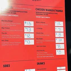 Big Sexy's Chicken Wangs and Thangs - Menu