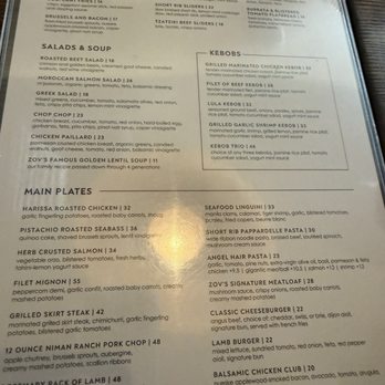 Zov's - Menu 2026 - Mediterranean Near Me - San Clemente, California
