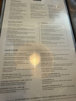 Menu photo 1 Zov's San Clemente, CA