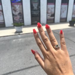 Angel Nail Salon - Coffin nails color Lucky Red