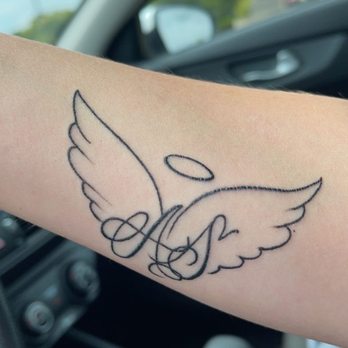 Black Sheep Collective - AS tattoo with halo and wings - Tattoo Near Me - Columbus, Ohio Black Sheep Collective - AS tattoo with halo and wings - Tattoo Near Me - Columbus, Ohio