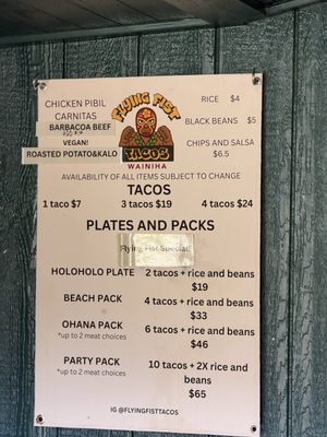 Menu photo 1 Flying Fist Tacos Hanalei, HI Menu photo 1 Flying Fist Tacos Hanalei, HI