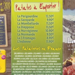 la pataterie - La carte coté verso