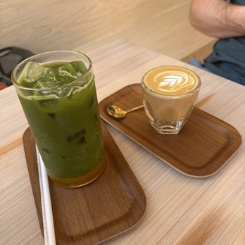 Dear Coffee - Passionfruit matcha spritz and cortado - Cafes Near Me - New York, New York Dear Coffee - Passionfruit matcha spritz and cortado - Cafes Near Me - New York, New York