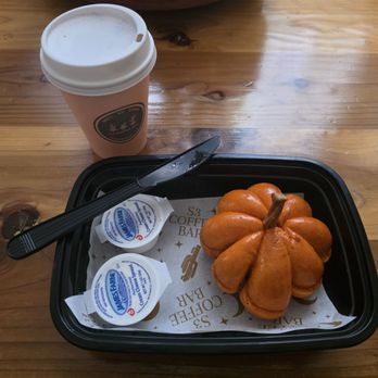 S3 Coffee Bar - Pumpkin bagel and cream cheese, 12oz hot Pumpkin Chai Latte. - Coffee & Tea Near Me - Escondido, California S3 Coffee Bar - Pumpkin bagel and cream cheese, 12oz hot Pumpkin Chai Latte. - Coffee & Tea Near Me - Escondido, California