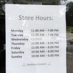 Southern Growers - The hours