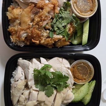 Gai 'N Rice - Top: 2 Take dish with both the broiled chicken + crispy chicken Bottom: The Classic - Thai Near Me - Elk Grove, California Gai 'N Rice - Top: 2 Take dish with both the broiled chicken + crispy chicken Bottom: The Classic - Thai Near Me - Elk Grove, California