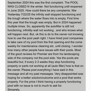 Premier Gunite Pools - Since opening the pool for the first time in May 2024 there have been nothing but issues. So, this photo is my latest response to the BBB. - Landscaping Near Me - Portsmouth, Rhode Island Premier Gunite Pools - Since opening the pool for the first time in May 2024 there have been nothing but issues. So, this photo is my latest response to the BBB. - Landscaping Near Me - Portsmouth, Rhode Island