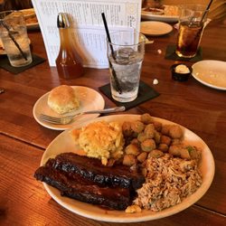 The Pit - Double Combo - Dinner brisket, chopped pork, okra, & Mack n cheese