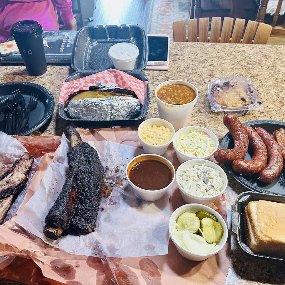 Mad Jack's Mountaintop Barbecue - The takeout spread we brought back to our cabin for our family lunch! - Barbeque Near Me - Cloudcroft, New Mexico Mad Jack's Mountaintop Barbecue - The takeout spread we brought back to our cabin for our family lunch! - Barbeque Near Me - Cloudcroft, New Mexico