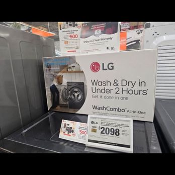 The Home Depot - This is the sign, LG all in one washer and dryer we purchased that day, Clearly written wash & dry in under 2 hours! - Hardware Stores Near Me - Clovis, California The Home Depot - This is the sign, LG all in one washer and dryer we purchased that day, Clearly written wash & dry in under 2 hours! - Hardware Stores Near Me - Clovis, California
