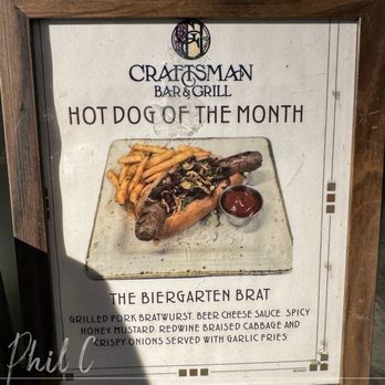 GCH Craftsman Grill - Hot Dog of the Month - Oct 2025 - The Biergarten Brat - American Near Me - Anaheim, California GCH Craftsman Grill - Hot Dog of the Month - Oct 2025 - The Biergarten Brat - American Near Me - Anaheim, California