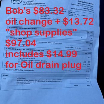 Bob's Auto Repair - Bob's Invoice - Auto Repair Near Me - Clearwater, Florida