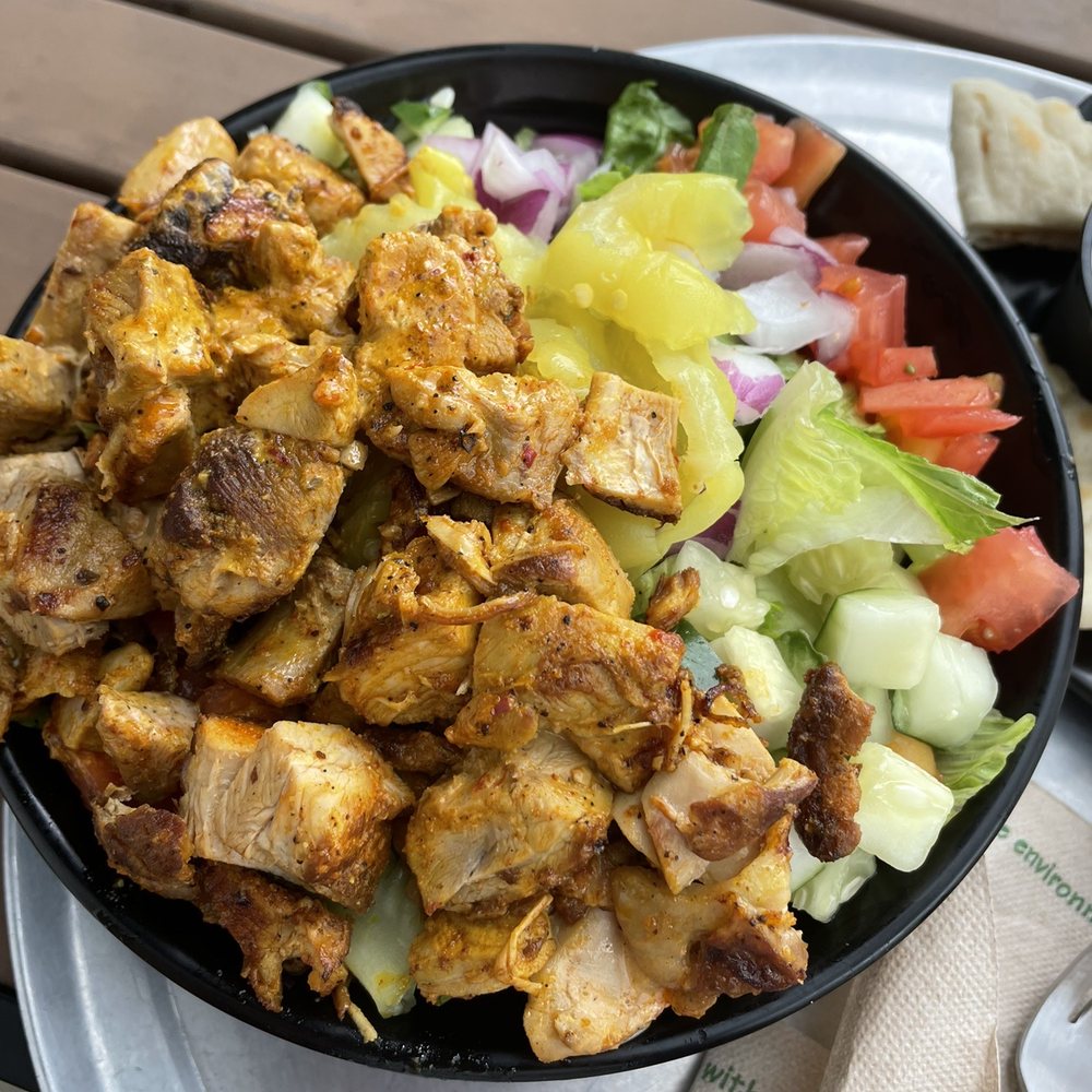 Mezze - Chicken schwarma green salad - Mediterranean Near Me - Columbus, Ohio Mezze - Chicken schwarma green salad - Mediterranean Near Me - Columbus, Ohio