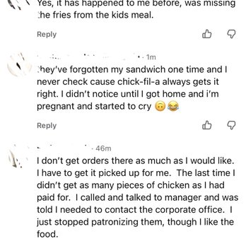 Chick-fil-A - People discussing receiving missing items at this chick fil a (posted the same night I was missing an item) (3/4) - Fast Food Near Me - Roseville, California Chick-fil-A - People discussing receiving missing items at this chick fil a (posted the same night I was missing an item) (3/4) - Fast Food Near Me - Roseville, California