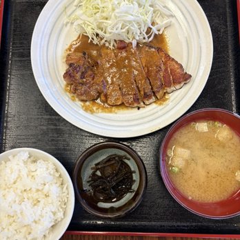 Komatsu - Black pork steak stamina sauce combo - Japanese Near Me - Torrance, California Komatsu - Black pork steak stamina sauce combo - Japanese Near Me - Torrance, California