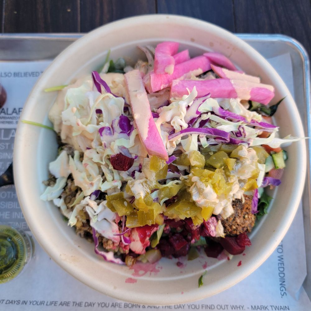 SAJJ Mediterranean - Falafel bowl w all vegan add ons. It comes w soup - Mediterranean Near Me - San Francisco, California SAJJ Mediterranean - Falafel bowl w all vegan add ons. It comes w soup - Mediterranean Near Me - San Francisco, California