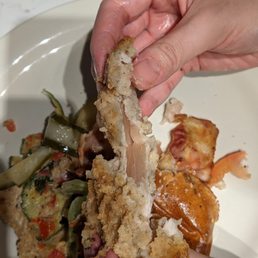 Raw chicken in the Southern Fried Chicken burger. Do not eat here Raw chicken in the Southern Fried Chicken burger. Do not eat here