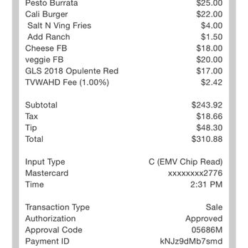 Miramonte Winery - Some weird fee, extra for ranch LOL and extra for fries that come with the burger which isn't specified on the menu - misleading. - Wineries Near Me - Temecula, California
