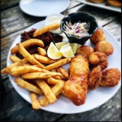 Kitchen and Beer Bar - Fried Seafood Platter (fried shrimp, clams, scallops, cod, cole slaw & Jersey Shore fries)