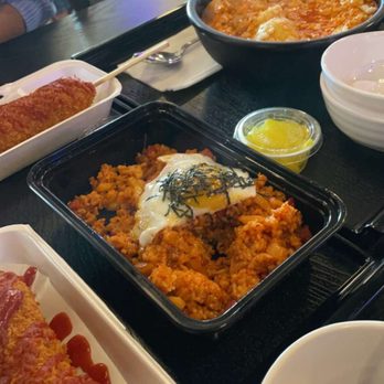 88 Pocha - 13. Kimchi Cheese Fried Rice 02. Cheese Tteokbokki 3. Whole mozzarella hot dog - Korean Near Me - Gardena, California 88 Pocha - 13. Kimchi Cheese Fried Rice 02. Cheese Tteokbokki 3. Whole mozzarella hot dog - Korean Near Me - Gardena, California