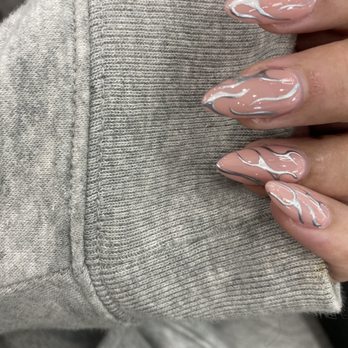 Blue Diamond Nails Spa - my nails gel X medium almond shape with the color piglet and chrome details - Nail Salons Near Me - Enterprise, Nevada