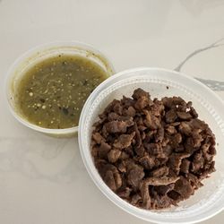 Mercado Guadalajara - Delicious, but salty carne asada and salsa verde. They were very generous with the salsa I asked for.