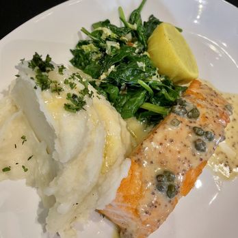 Nick's Manhattan Beach - Pan Seared Scottish Salmon - American Near Me - Manhattan Beach, California Nick's Manhattan Beach - Pan Seared Scottish Salmon - American Near Me - Manhattan Beach, California