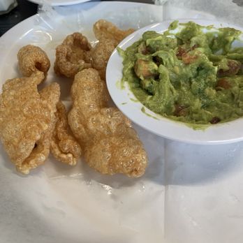 El Tepeyac Cafe - Chicharone starter with fresh guacamole. Rinds still crackling on the table they are so fresh. Great with salsa also. - Mexican Near Me - Whittier, California El Tepeyac Cafe - Chicharone starter with fresh guacamole. Rinds still crackling on the table they are so fresh. Great with salsa also. - Mexican Near Me - Whittier, California