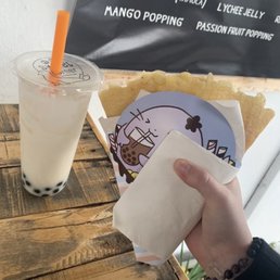 Coconut boba and a mango lover's crape