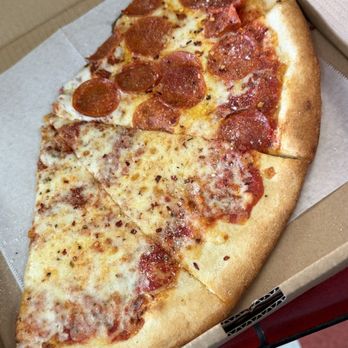 Bonello's New York Pizza - One slice cheese, one slice pepperoni - Pizza Near Me - Torrance, California Bonello's New York Pizza - One slice cheese, one slice pepperoni - Pizza Near Me - Torrance, California