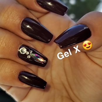 Nails & Beyond - GEL X in plum passion color. - Nail Salons Near Me - Los Angeles, California Nails & Beyond - GEL X in plum passion color. - Nail Salons Near Me - Los Angeles, California
