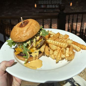 Horseshoe - Bison burger with fries. - Breakfast & Brunch Near Me - Breckenridge, Colorado