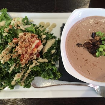 SunCafe - Kale salad, vegan mushroom soup combo - Vegan Near Me - Studio City, California SunCafe - Kale salad, vegan mushroom soup combo - Vegan Near Me - Studio City, California