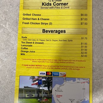 Cottage Cafe - Back of menu - Breakfast & Brunch Near Me - Livingston, Texas
